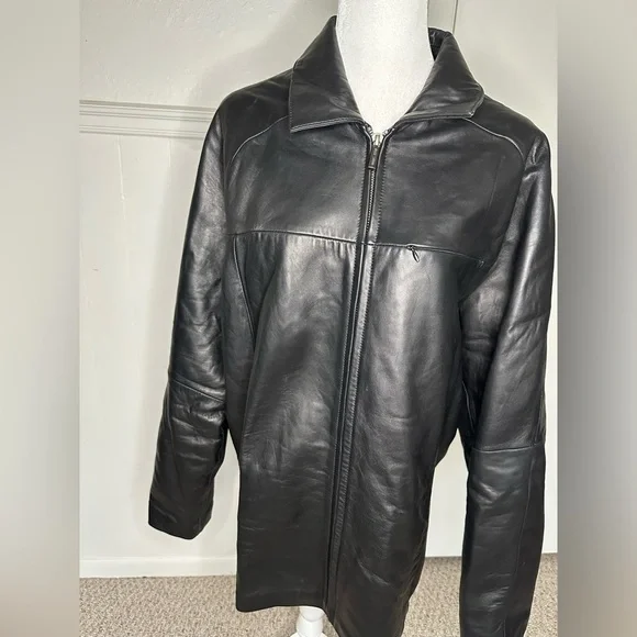 Wilsons Leather Pelle Studion Black Leather Jacket with Collared Neckline size M - Picture 3 of 12